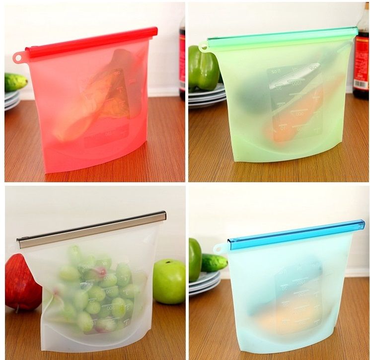 Kitchen Fresh Porket Lock Sealed Bag Reusable Silicone Food Freezer Storage