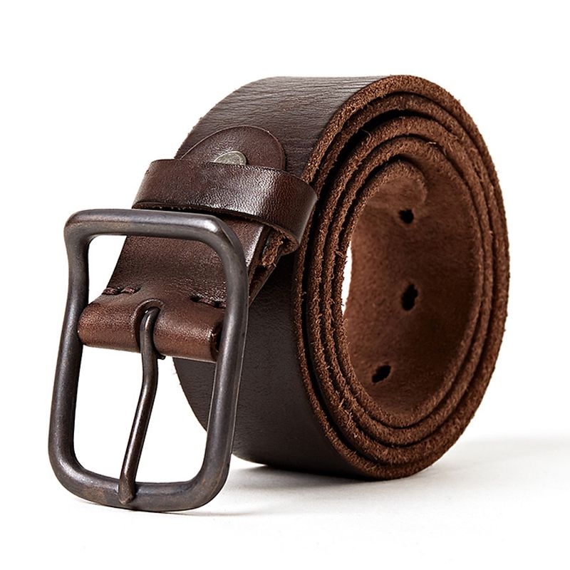 xGenuine Full Grain Leather Belt smooth Vintage Natural Casual Belt Jeans Trouse