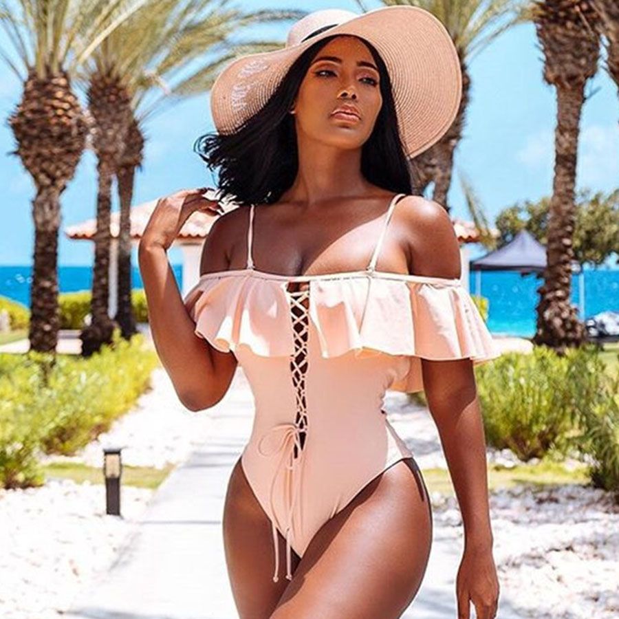 ruffle top one piece bathing suit