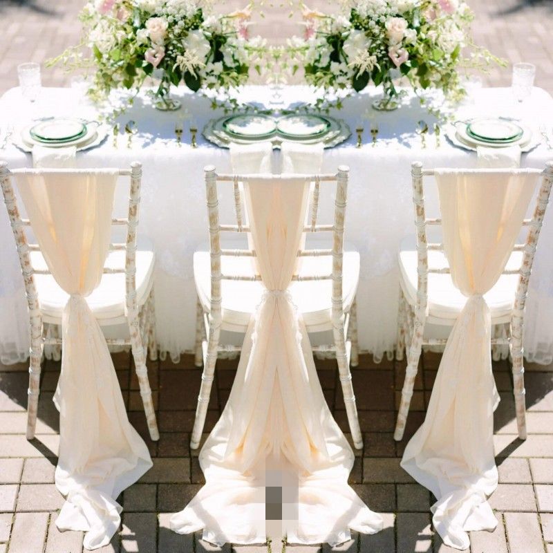 2020 Romantic Chiffon Wedding Chair Sashes Handmade Celebration