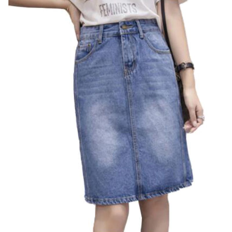 womens knee length denim skirt