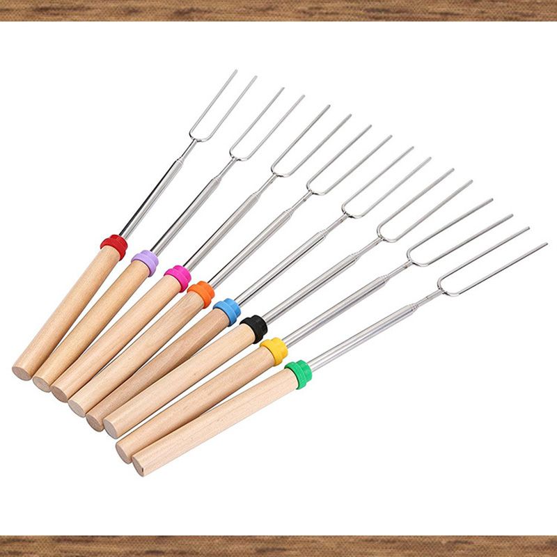 2020 Roasting Sticks Extendable Forks 32 Inch Telescoping Skewers