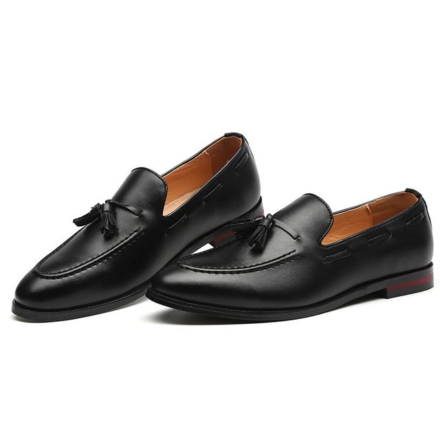 leather slip on dress shoes