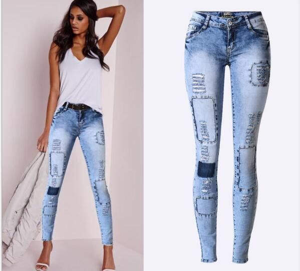 Compra Agujeros De Retazos De Tela Pantalones Vaqueros Rasgados De Mujer  Pantalones Pitillo Pantalones Delgados Elasticidad Femenina Cintura Baja  Grils Lápiz Agujero Jeans Barato | Entrega Rápida Y Calidad | Es.Dhgate
