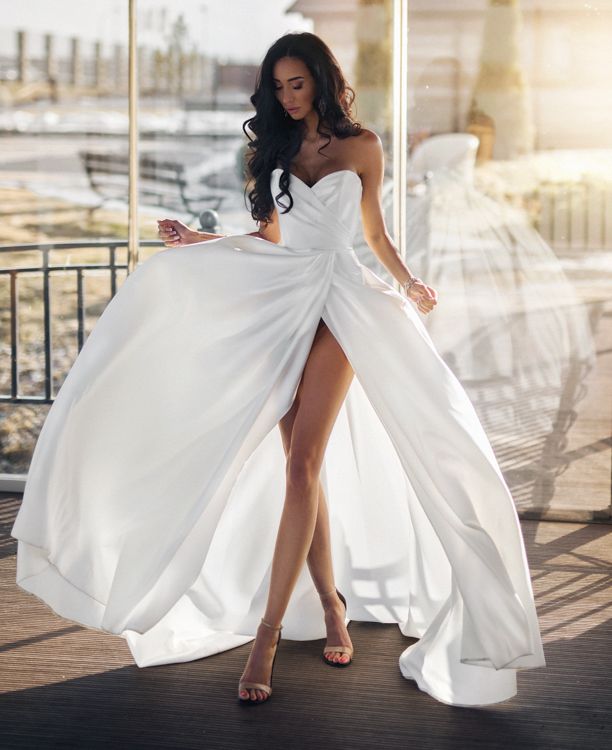 strapless beach wedding dresses