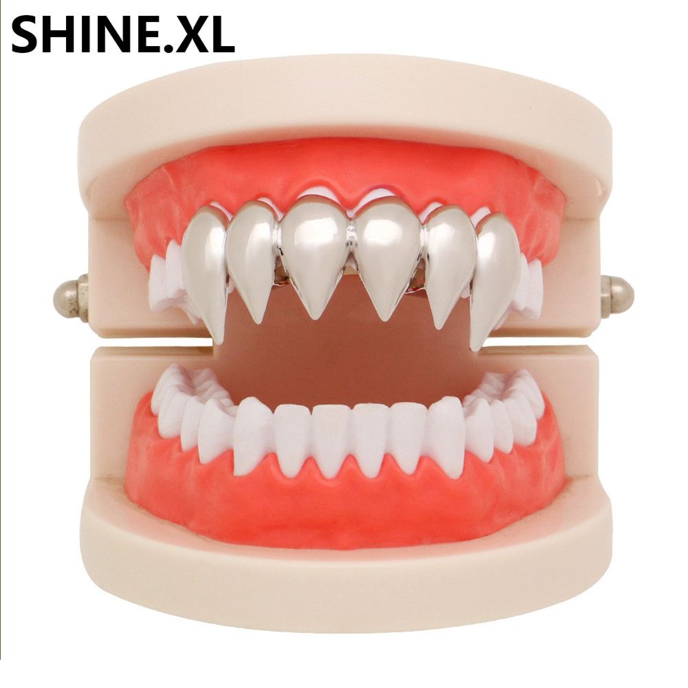 Morph33 Hip Hop Braces Halloween Fangs Vampire Gold Bretelle Denti Grillz Gold Denture Halloween Uomini e Donne Regali Color : Silver Lower Teeth 