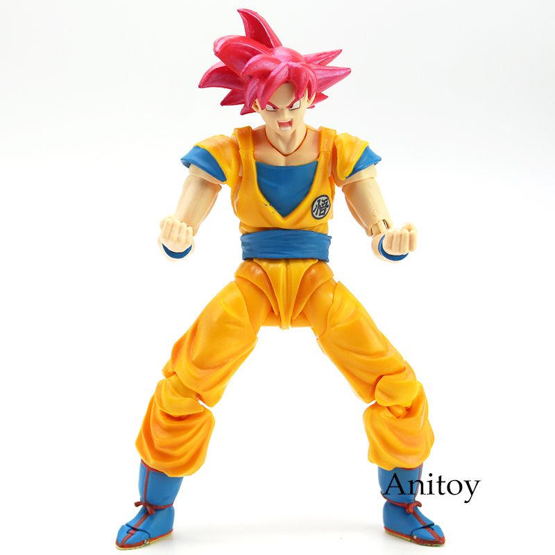 SHF Dragon Ball Super Saiyan Dios Son Goku Pelo Rojo Goku Dragon-Ball PVC SHF Dragon Ball Super Saiyan Dios Son Goku Pelo Rojo Goku Dragon-Ball PVC
