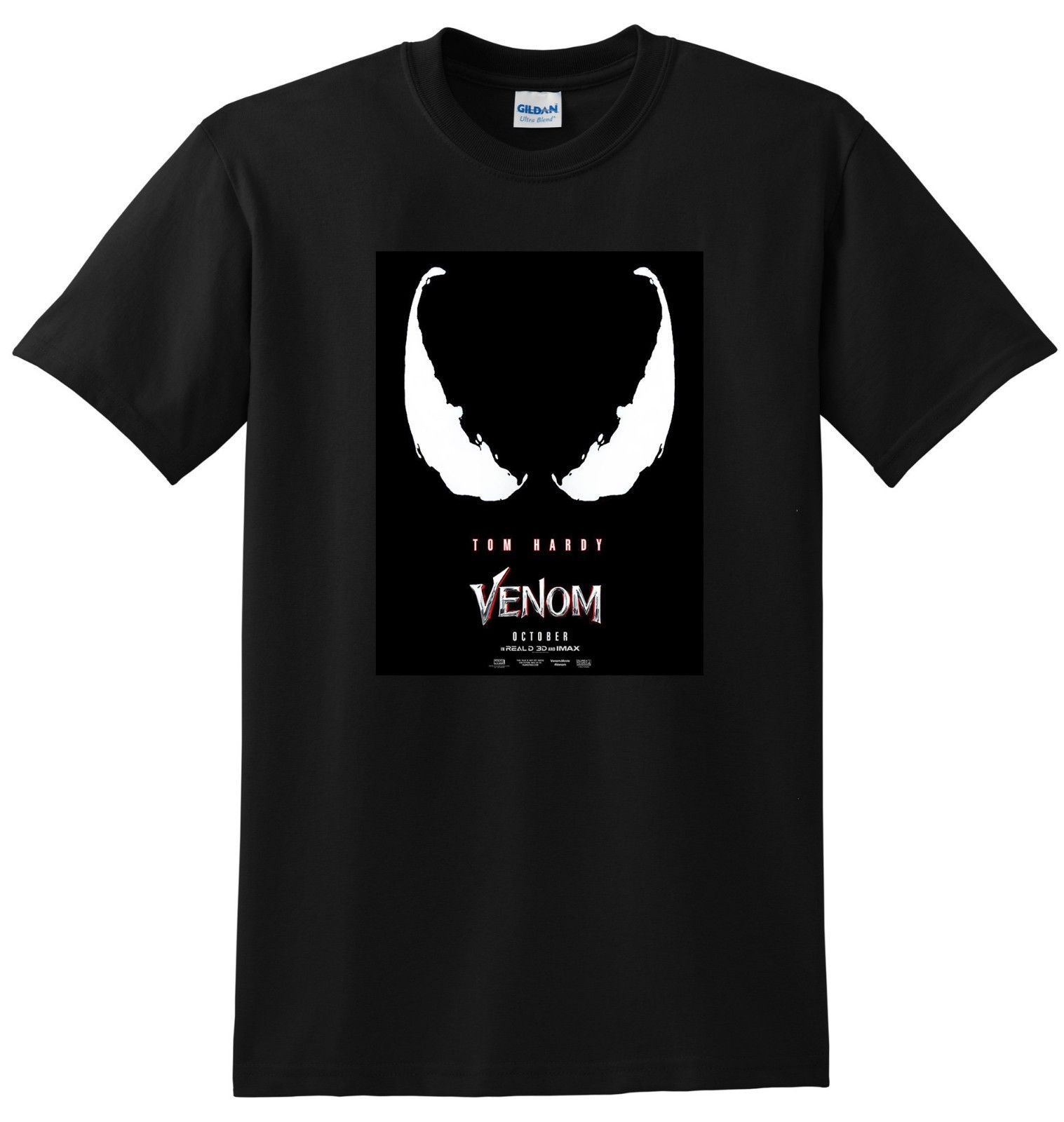 Venom Movie 2018 Black Navy T-Shirt Hom Hardy Poster Tee Free Shipping For US