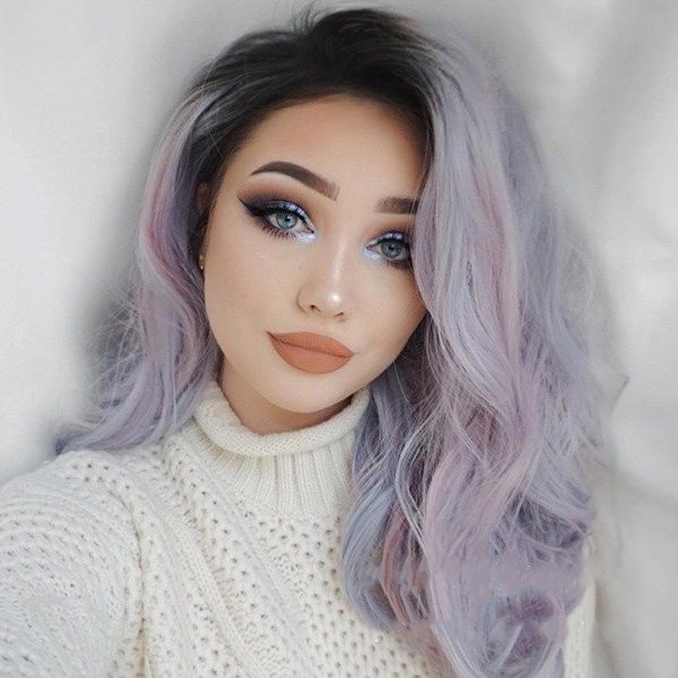 Zhifan 20inch Medium Ombre Hair For White Women Curly Wave Wigs