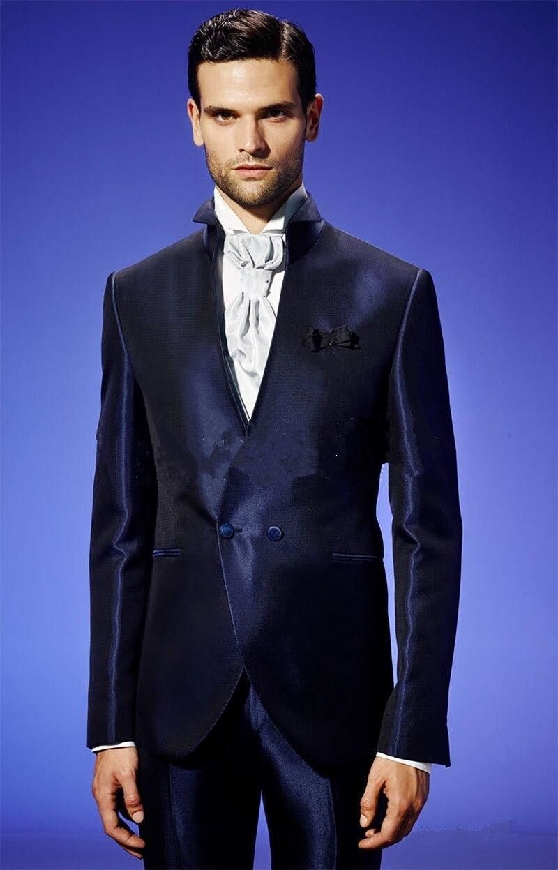 Smoking Da Sposo Blu Scuro Doppiopetto Da Sposa Con Design Doppio Petto  Colletto Rialzato Groomsmen Abiti Da Cerimonia Uomo Giacca + Pantaloni +  Cravatta 661 Da 48,23 € | DHgate Italy