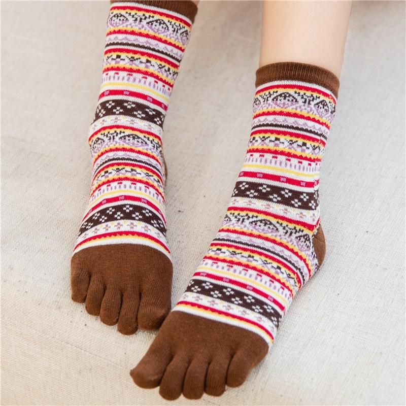 Female Five Fingers Socks Womens Cotton Middle Tube Novelty Toe Socks