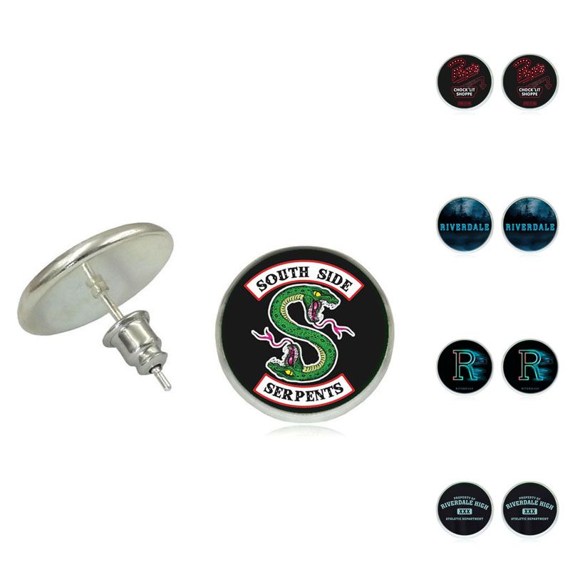 Pendientes Riverdale Con Borlas Cúpula De Vidrio Cabochon A Pendientes Riverdale Con Borlas Cúpula De Vidrio Cabochon A