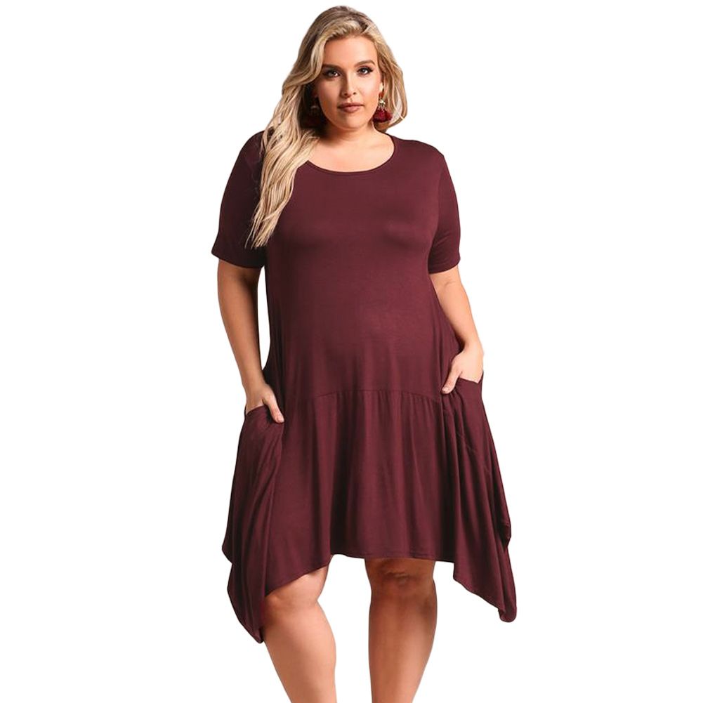 2018 Damas De Vestidos Sueltos Vestido De Manga Corta Jersey Más El Tamaño XXXL Para Mujeres Gordas Vestido De 26,42 € | DHgate