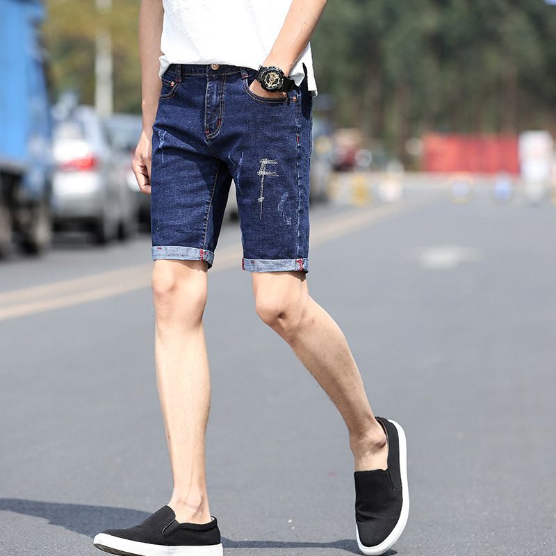 Distressed knee deals length shorts