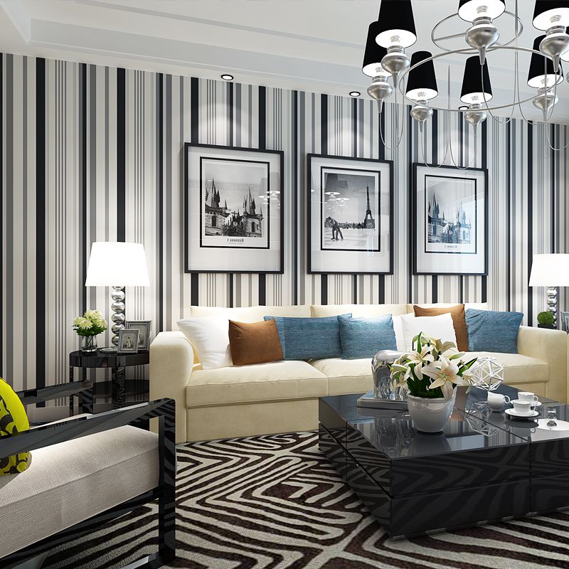 Modern Fashion Black And White Gray Striped Pastoral Non Woven Wallpaper Bedroom Living Room Office Warm Romantic Wall Papers Bollywood Wallpaper