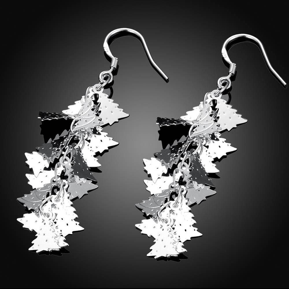 Hot 925Sterling Solid Silver Jewelry Xmas Tree Dangle Earrings For Women E673