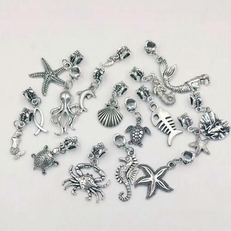 Vintage Silver Charms For Jewelry Making Set Starfish From