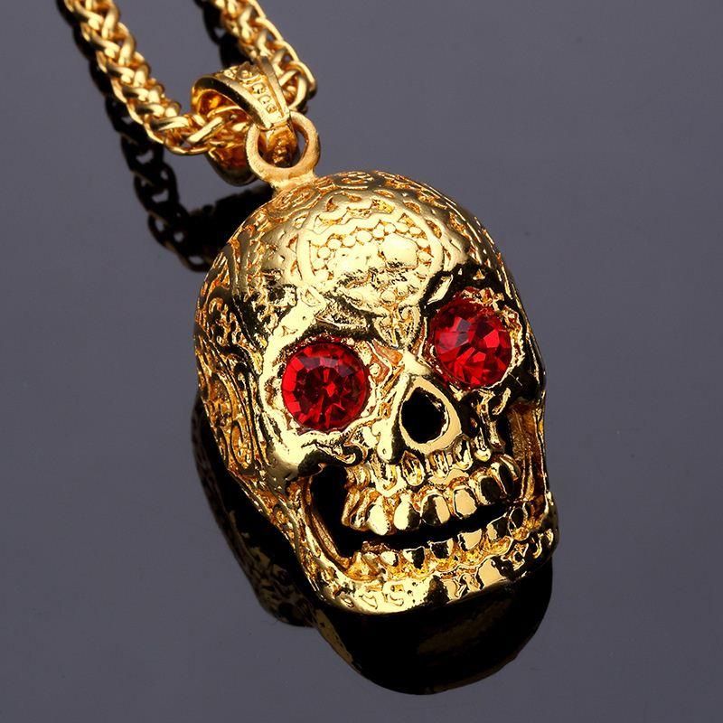 Gold Skull Gangsta Rapper Medallion Necklace Accessory