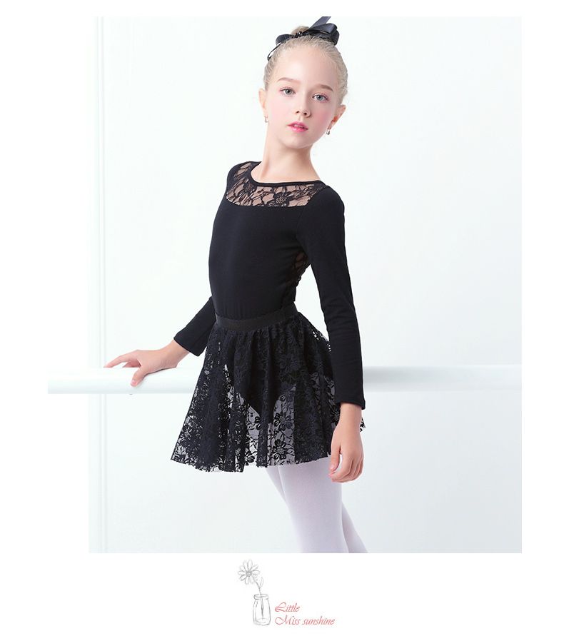 girls black leotard with skirt