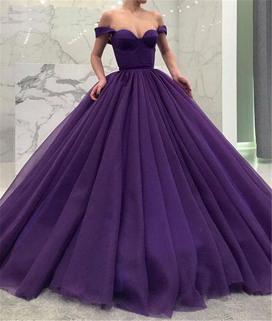 Acquistare Abiti Da Ballo Di Tulle Viola Da Spalla Abiti Da Ballo In Stile  Semplice Corsetto Abito Da Sera Da Festa Formale Economico | Consegna  Veloce E Qualità | DHgate Italy