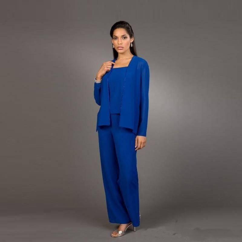 Royal Blue Mother Bride Pant Suits Plus 