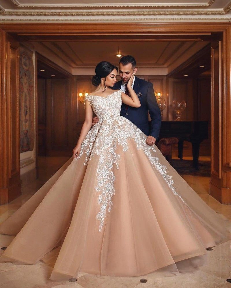 Blush Pink Ball Gown Wedding Dresses 