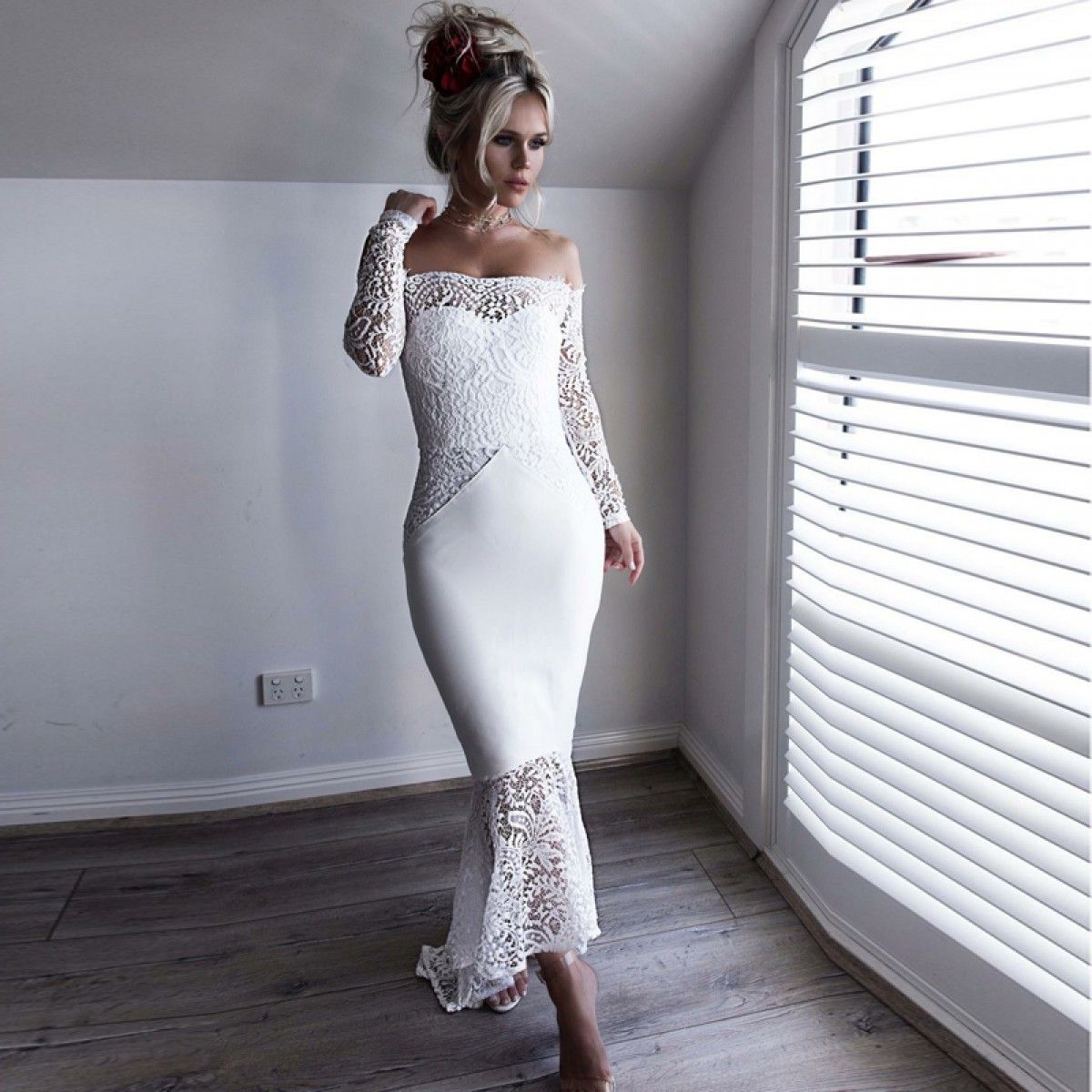 short white mermaid dress