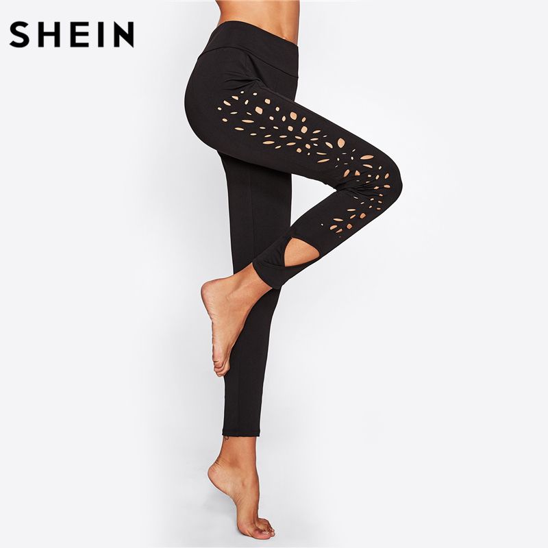 Acquistare Leggings Laterali Tagliati Al Laser SHEIN Leggings Da Donna  Casual Pantaloni Black Hollow Out Activewear Le Leggings Da Fitness Da  Donna Economico | Consegna Veloce E Qualità | It.Dhgate