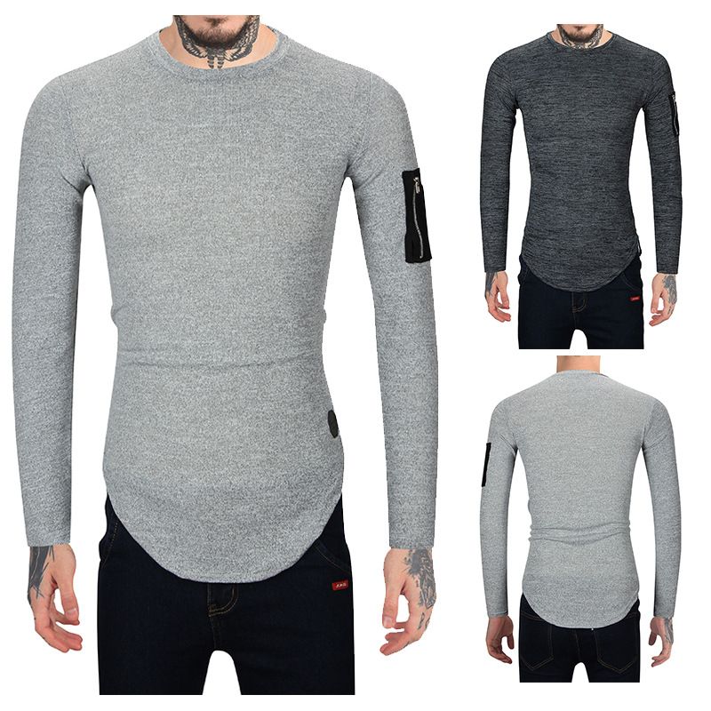 Casual Mens Slim Fit T Shirt Spring Skinny Muscle T Shirt For Men