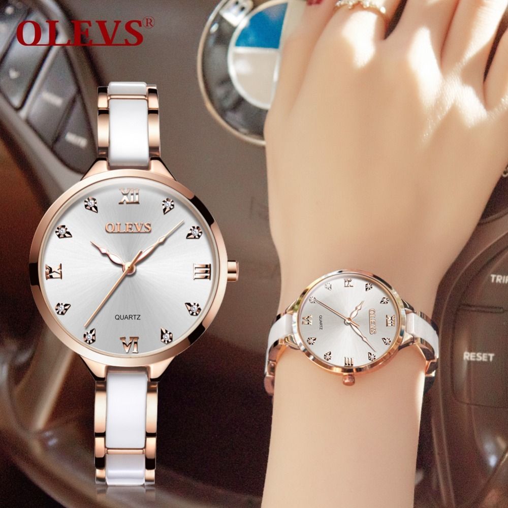 Olevs Top Brand Ladies Wristwatch Ceramic Strap Luxury Gold Dial Women Watches Clock Cubic Zirconia Thin Watchbands Woman Watch Y18102310 Waterproof Watch Watch Deals From Gou10 41 27 Dhgate Com