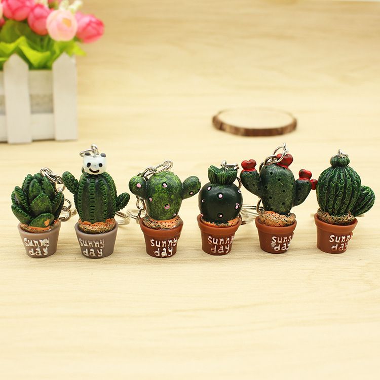 Cute Potted Plant Cactus Bag Keychain Keyring Charm Pendant Jewelry Key Chain
