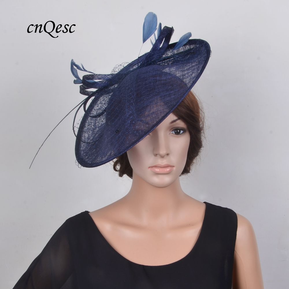 NAVY BLUE BIG Sinamay Fascinator Hat 
