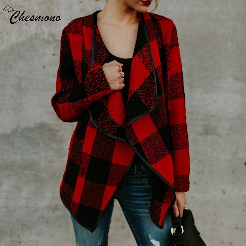 black and white plaid winter coat