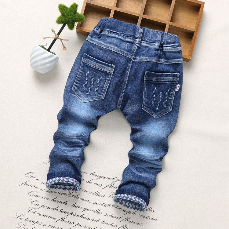 2018 Moda Denim Niños Jeans Niño Pantalones bordado Otoño Patrón de Dibujos Animados Pantalones
