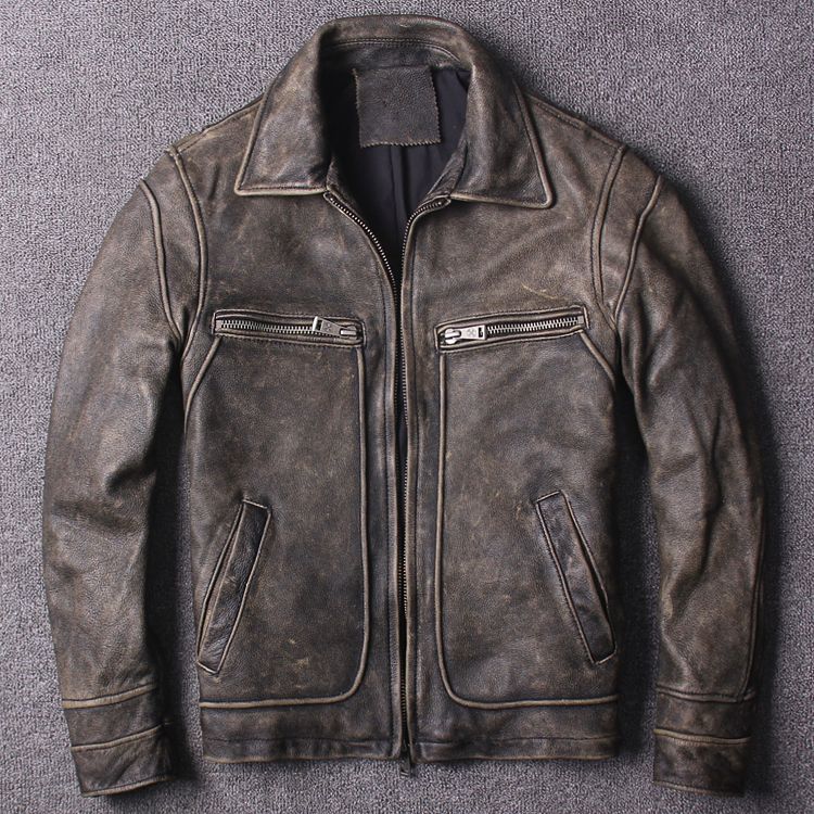 Discount Vintage Black Camel Motorcycle Leather Jackets Retro High ...