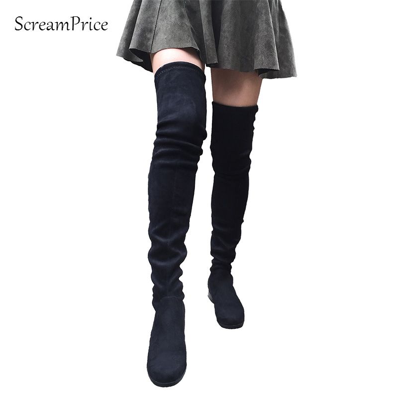 Thigh High Flat Boots Women Over The 
