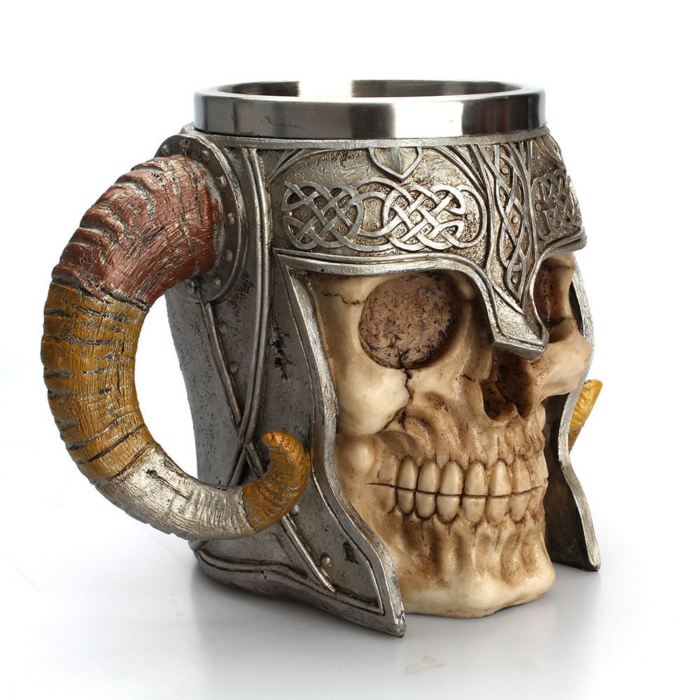 Halloween Skull Mug Stein Tankard Skeleton Knight Resin Coffee Mugs