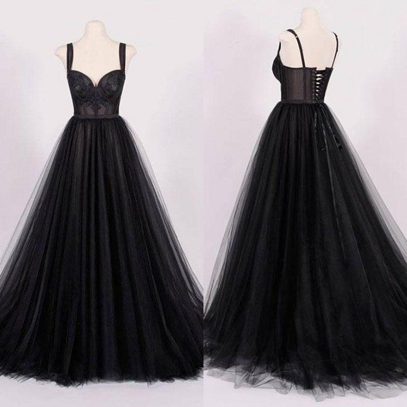 black tulle wedding dress