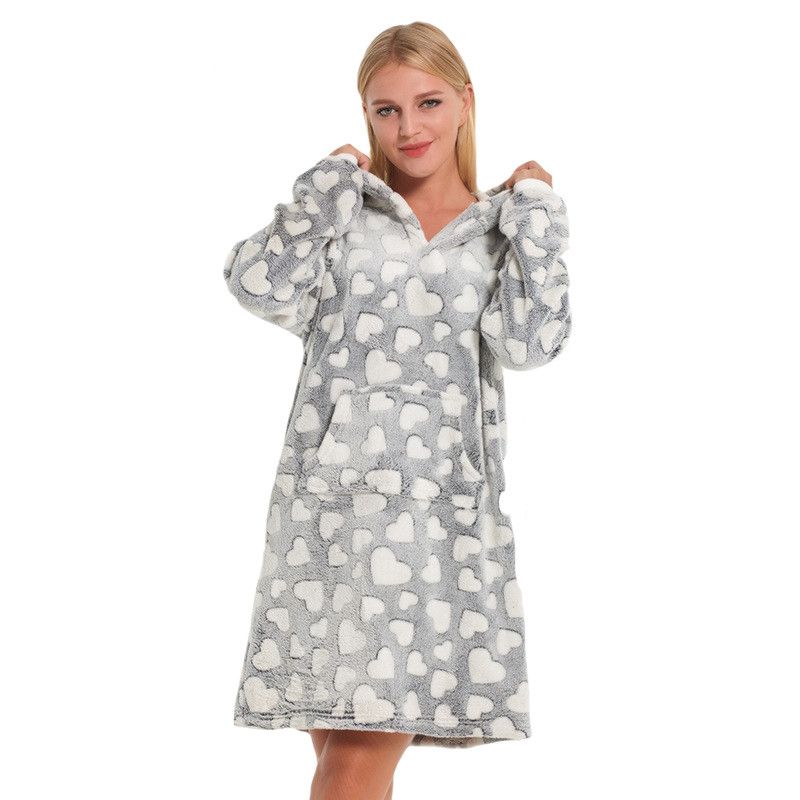 Acquistare Giovane Ragazza Carina Stampata Cuore Camicia Da Notte Donne Inverno Indumenti Da Notte Spessi Donne Calde Con Cappuccio Casa Vestaglia Nighty M L Economico Consegna Veloce E Qualita It Dhgate