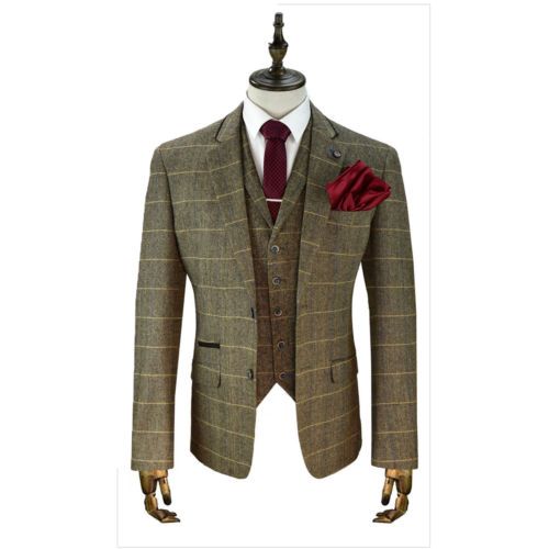 Mens Cavani Brown Tweed Blazer Waistcoat Trouser 3 Piece Suit Sold Separately