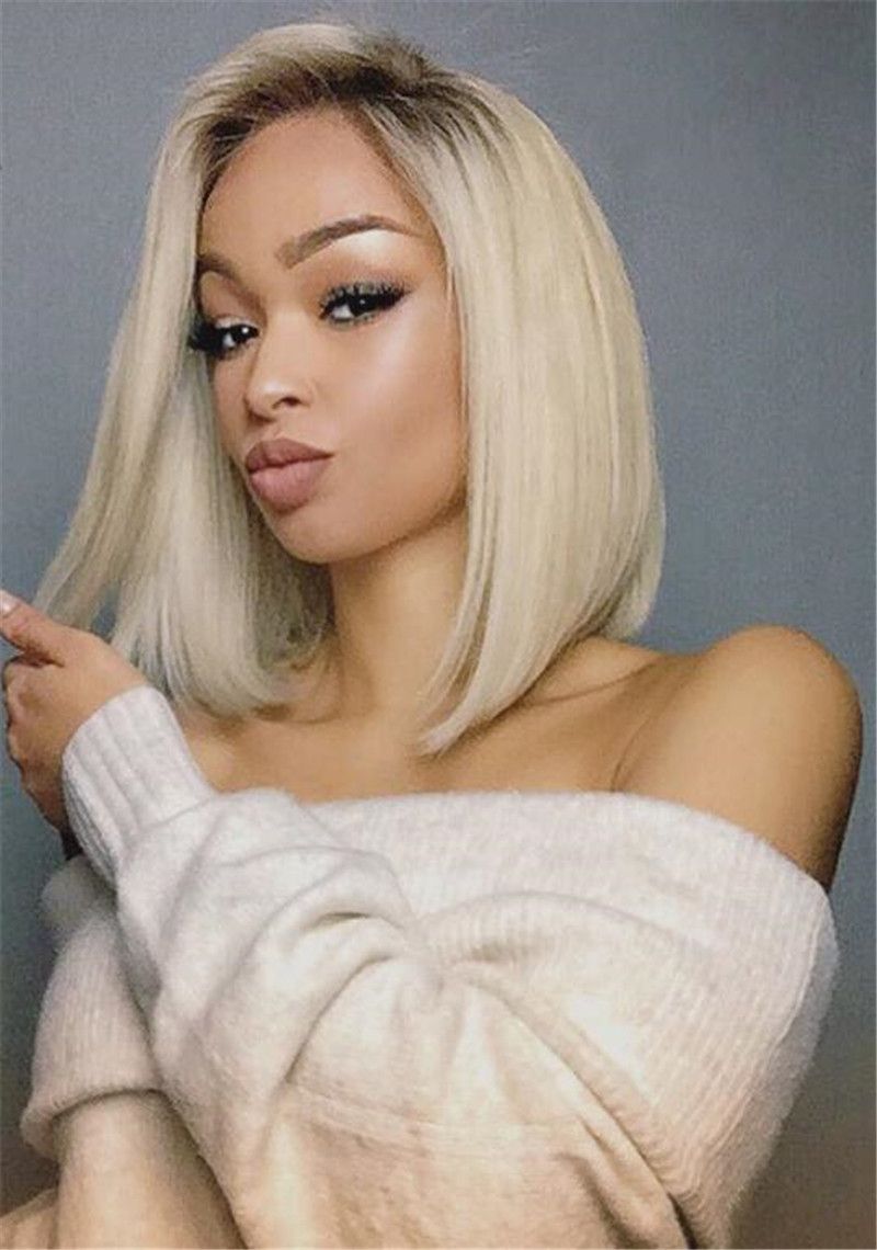 Pre Plucked Ombre Russian Blonde 1b/613 Straight Brazilian Remy Human Hair Full Lace Bob Wigs Pre Plucked Ombre Russian Blonde 1b/613 Straight Brazilian Remy Human Hair Full Lace Bob Wigs