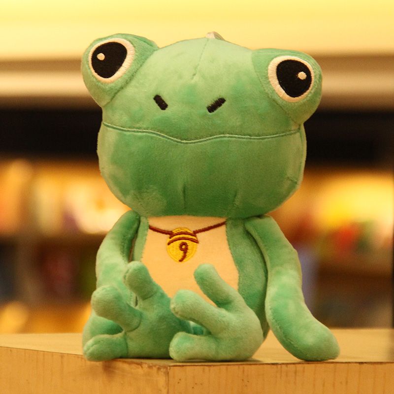wholesale 25cm kawaii cartoon frog prince doll soft anime frogs toy stuffed  doll green frog for children gift baby present LA0001