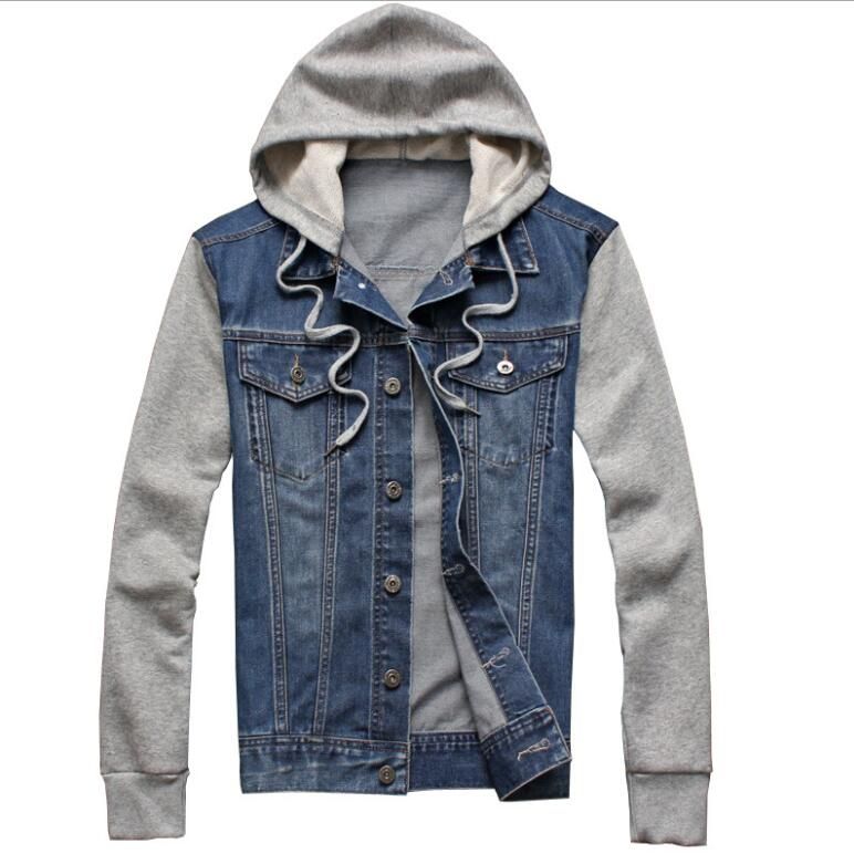 mens denim jacket with cotton sleeves