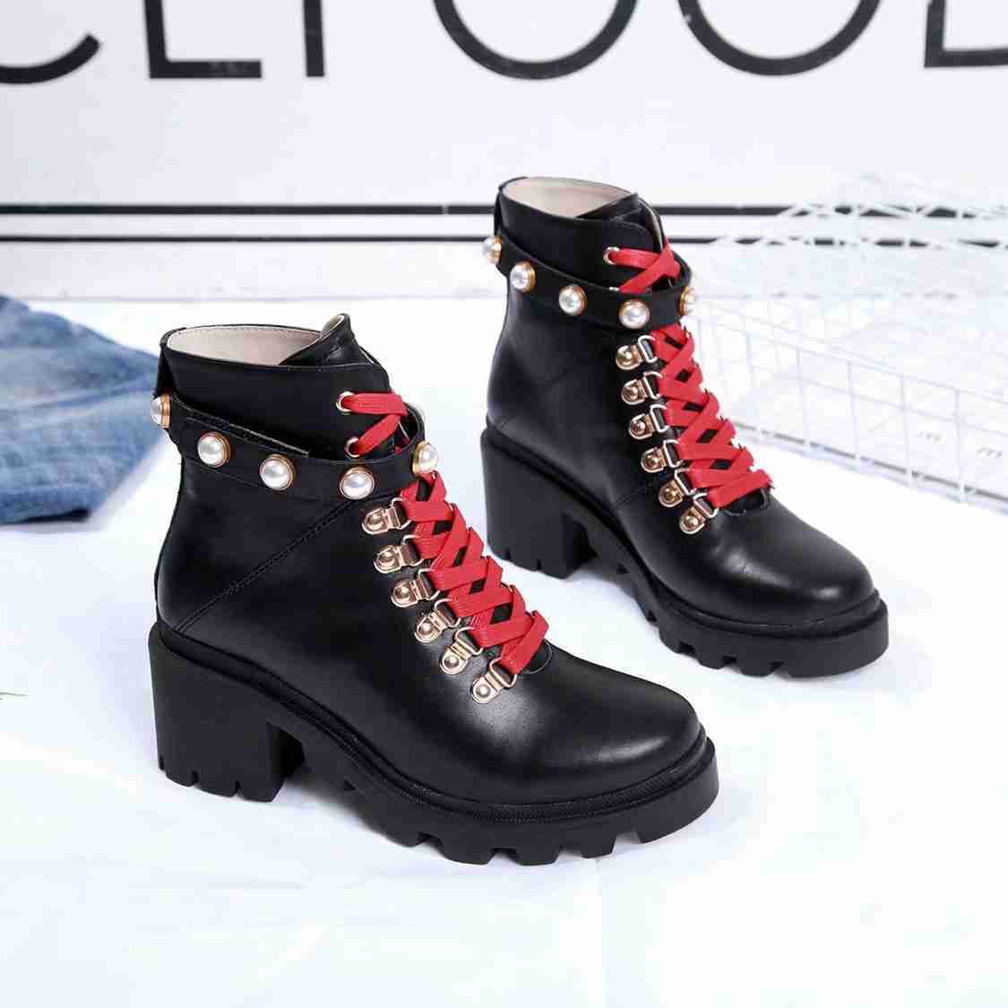 womens boots with red laces