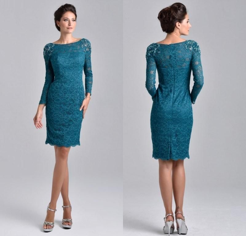 long sleeve teal dress