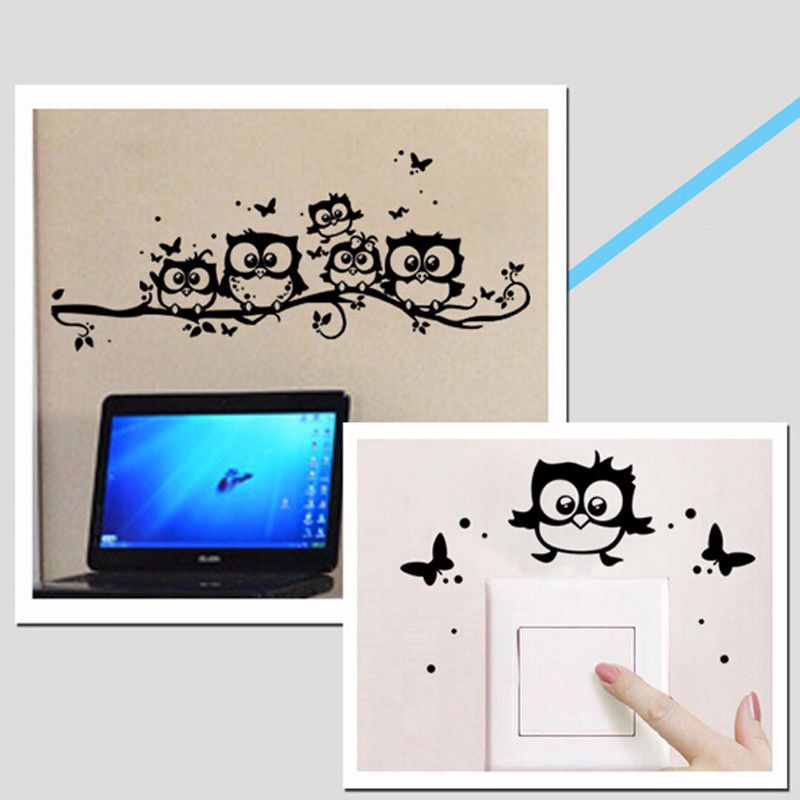 Compre Moda Bricolaje Decoracion Del Hogar Buho Negro De Dibujos