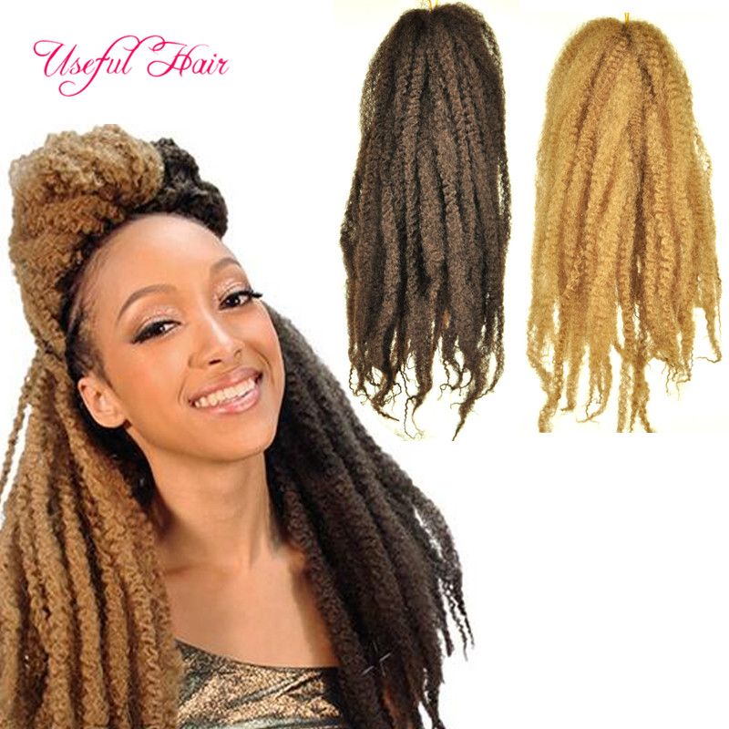 2020 Bob 18inch Afro Kinky Marley Braid Curly Crochet Hair