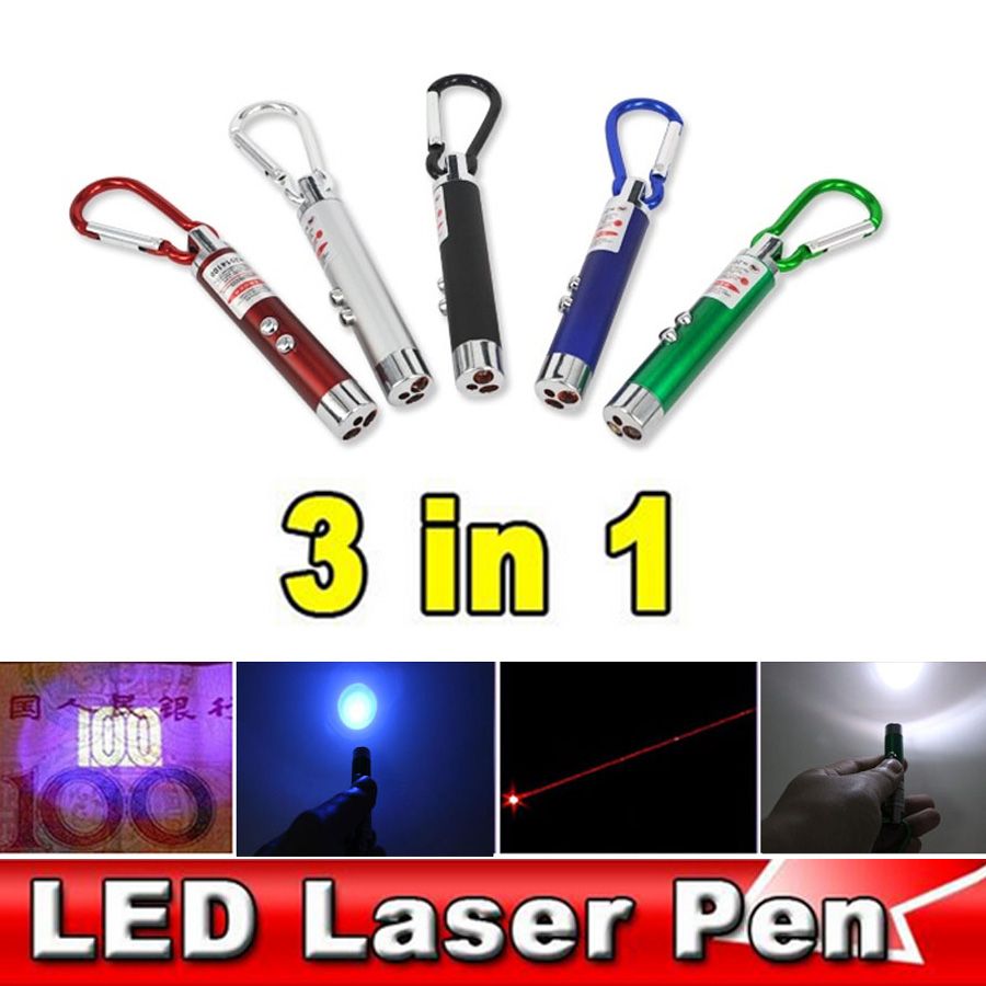 3 In 1 Red Laser Pointer Pen Flashlight Counterfeit Money Detector Climb Hook ßß