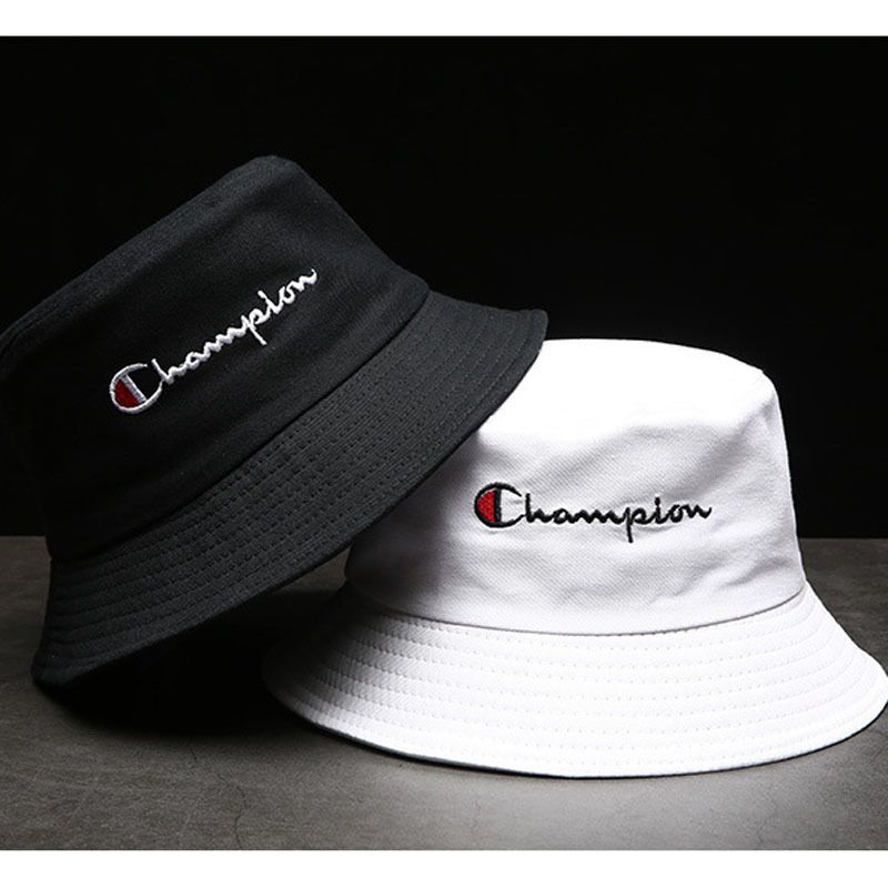 white bucket hat champion