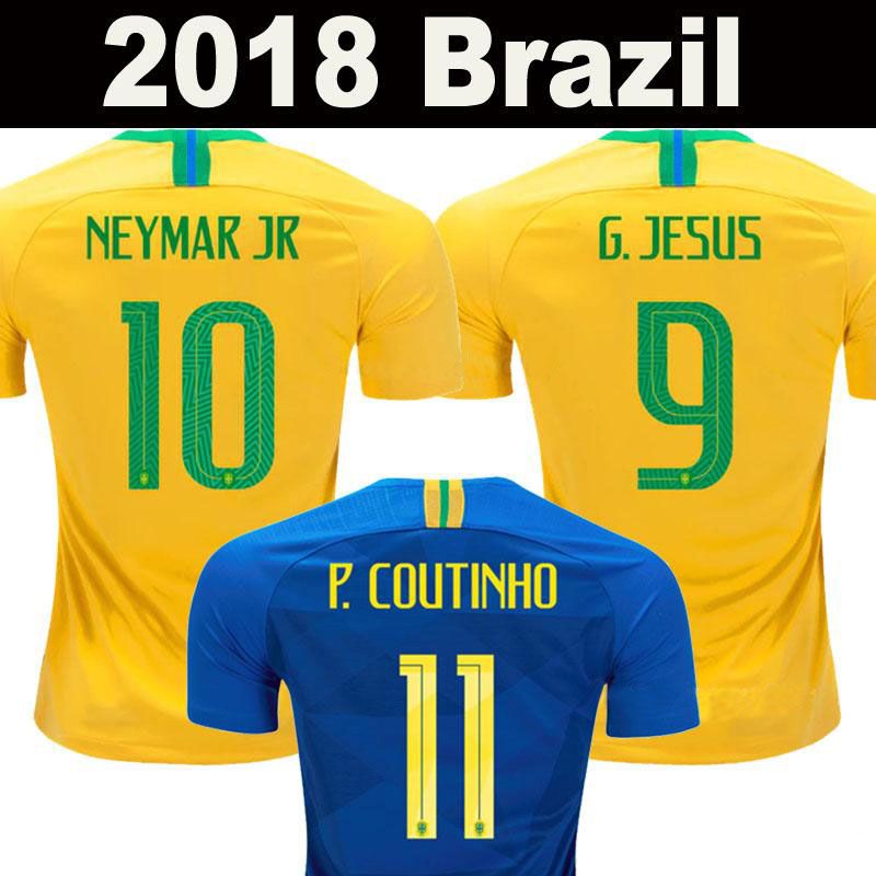 Acheter Maillots De Football NEYMAR JR Brasil 2018 Coupe Du Monde Jaune